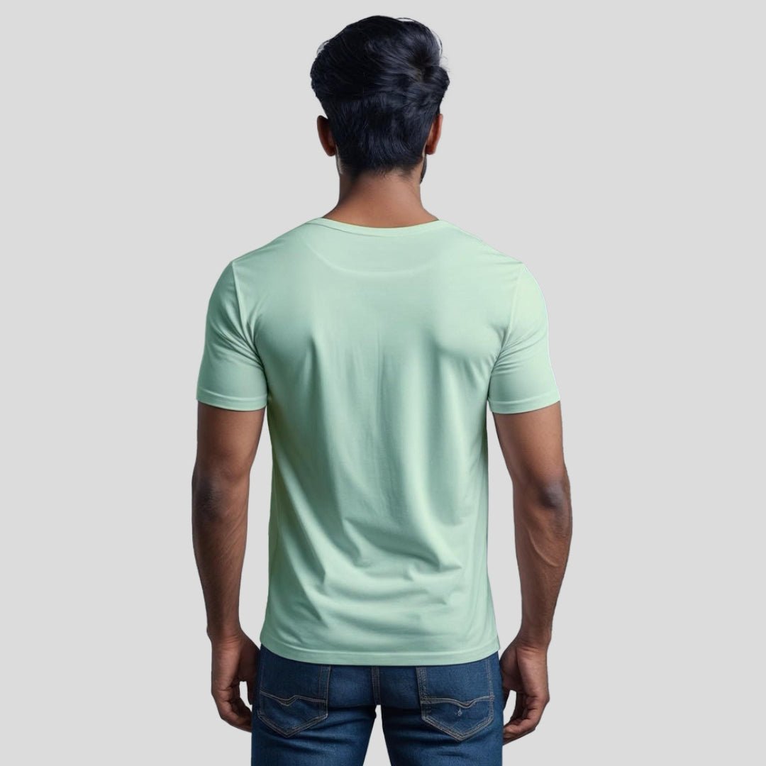 Back view of men's mint green t-shirt
