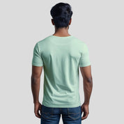 Back view of men's mint green t-shirt