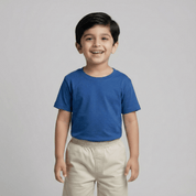 Feather Touch Round Neck Plain Navy Blue T-Shirt for Boys