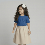 Feather Touch Round Neck Plain Navy Blue T-Shirt for Girls