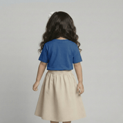 Feather Touch Round Neck Plain Navy Blue T-Shirt for Girls
