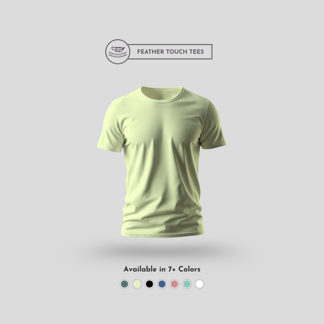Feather Touch Round Neck Plain Olive Green T-Shirt for Men