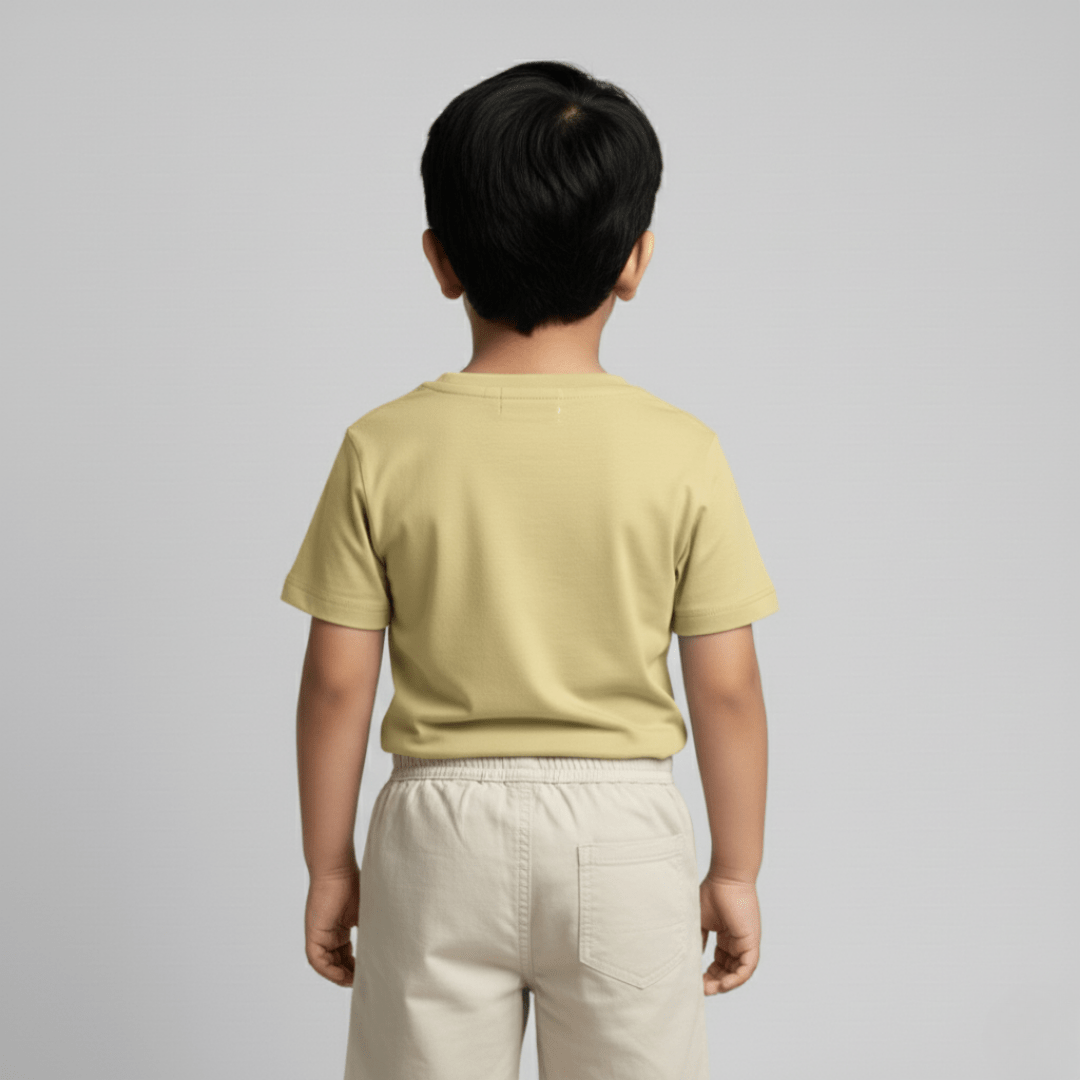 Feather Touch Round Neck Plain Olive T-Shirt for Boys