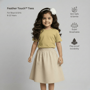 Feather Touch Round Neck Plain Olive T-Shirt for Girls