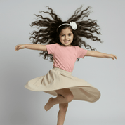 Feather Touch Round Neck Plain Peach T-Shirt for Girls