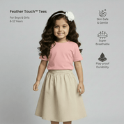 Feather Touch Round Neck Plain Peach T-Shirt for Girls