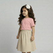 Feather Touch Round Neck Plain Peach T-Shirt for Girls