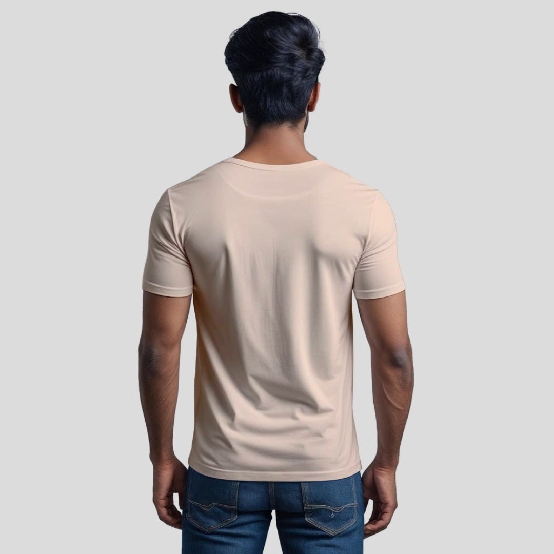 Back view of peach round neck t-shirt