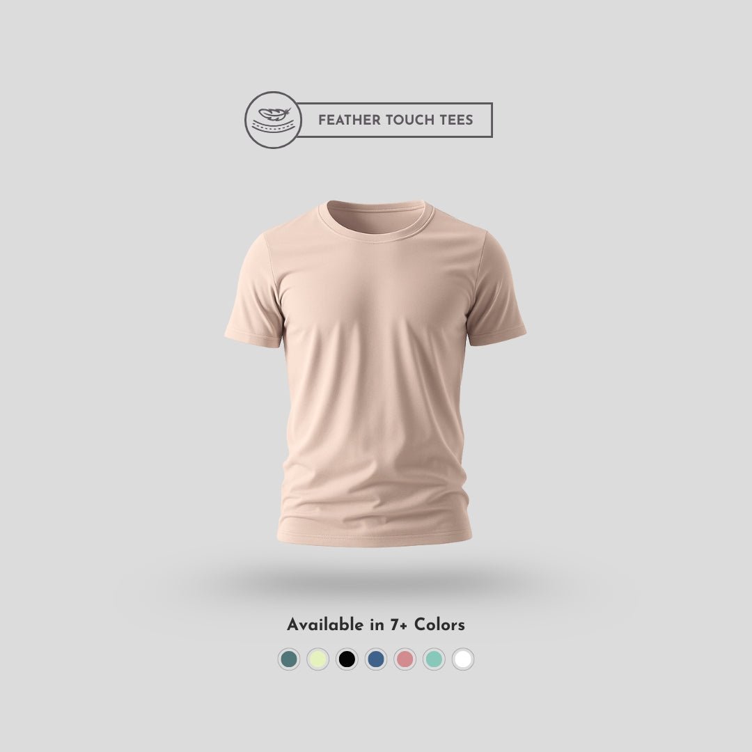 Men's peach round neck t-shirt front view