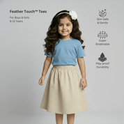 Feather Touch Round Neck Plain Sky Blue T-Shirt for Girls