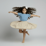 Feather Touch Round Neck Plain Sky Blue T-Shirt for Girls