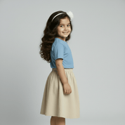 Feather Touch Round Neck Plain Sky Blue T-Shirt for Girls