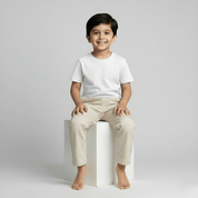 Feather Touch Round Neck Plain White T-Shirt for Boys