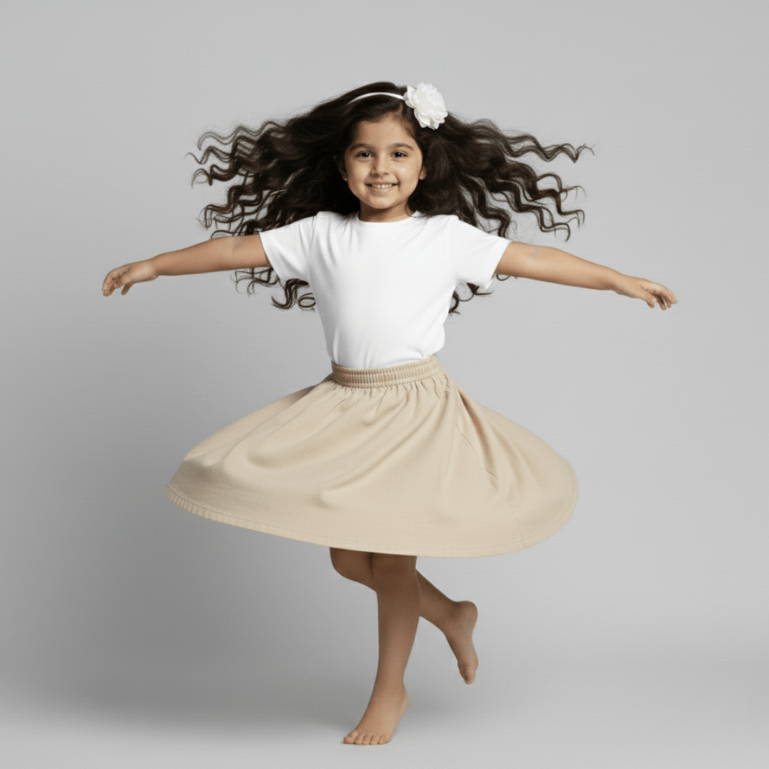 Feather Touch Round Neck Plain White T-Shirt for Girls