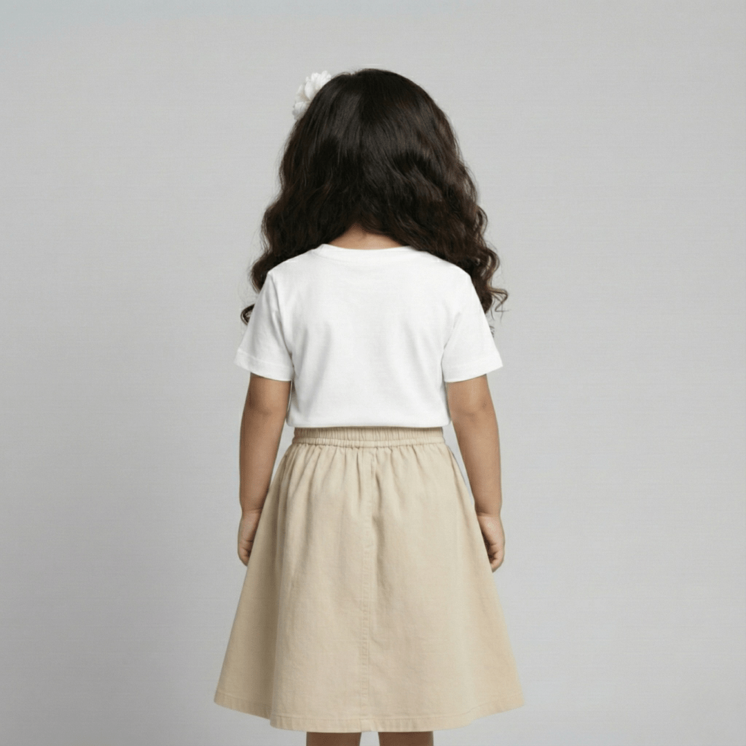 Feather Touch Round Neck Plain White T-Shirt for Girls