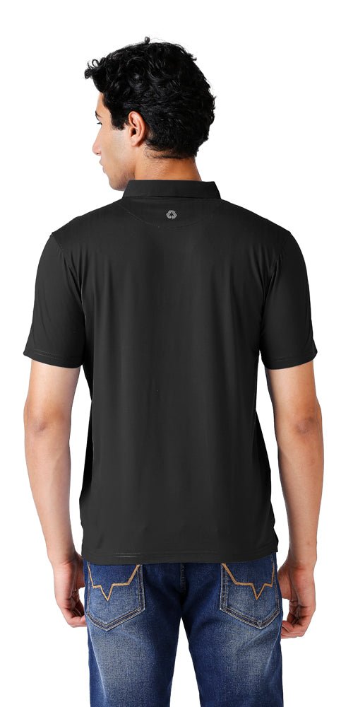 Feather Touch Solid Black Polo Collar T-shirt for Men