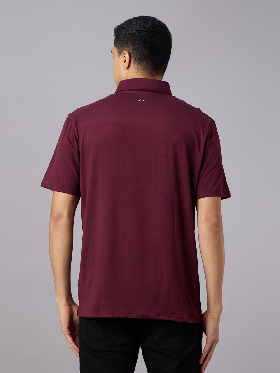 Feather Touch Solid Burgandy Polo Collar T-shirt for Men