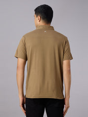 Feather Touch Solid Honey Brown Polo Collar T-shirt for Men