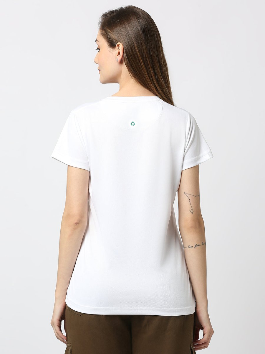 Frog Graphic Printed Women's V-Neck T-shirt - White/Mint