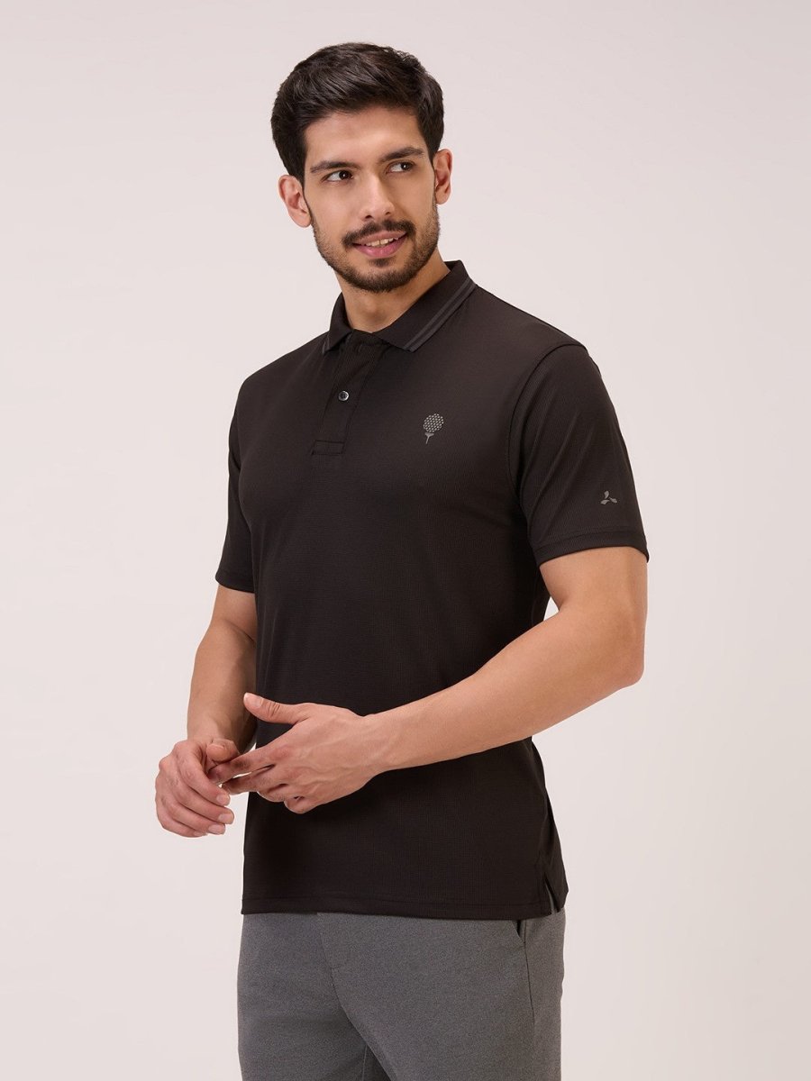 Golf Self Checks Polo T-Shirt for Men in Black
