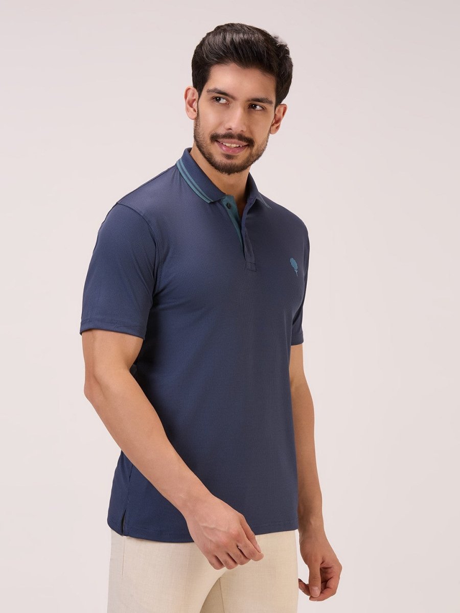 Golf Self Checks Polo T-Shirt for Men in Grey