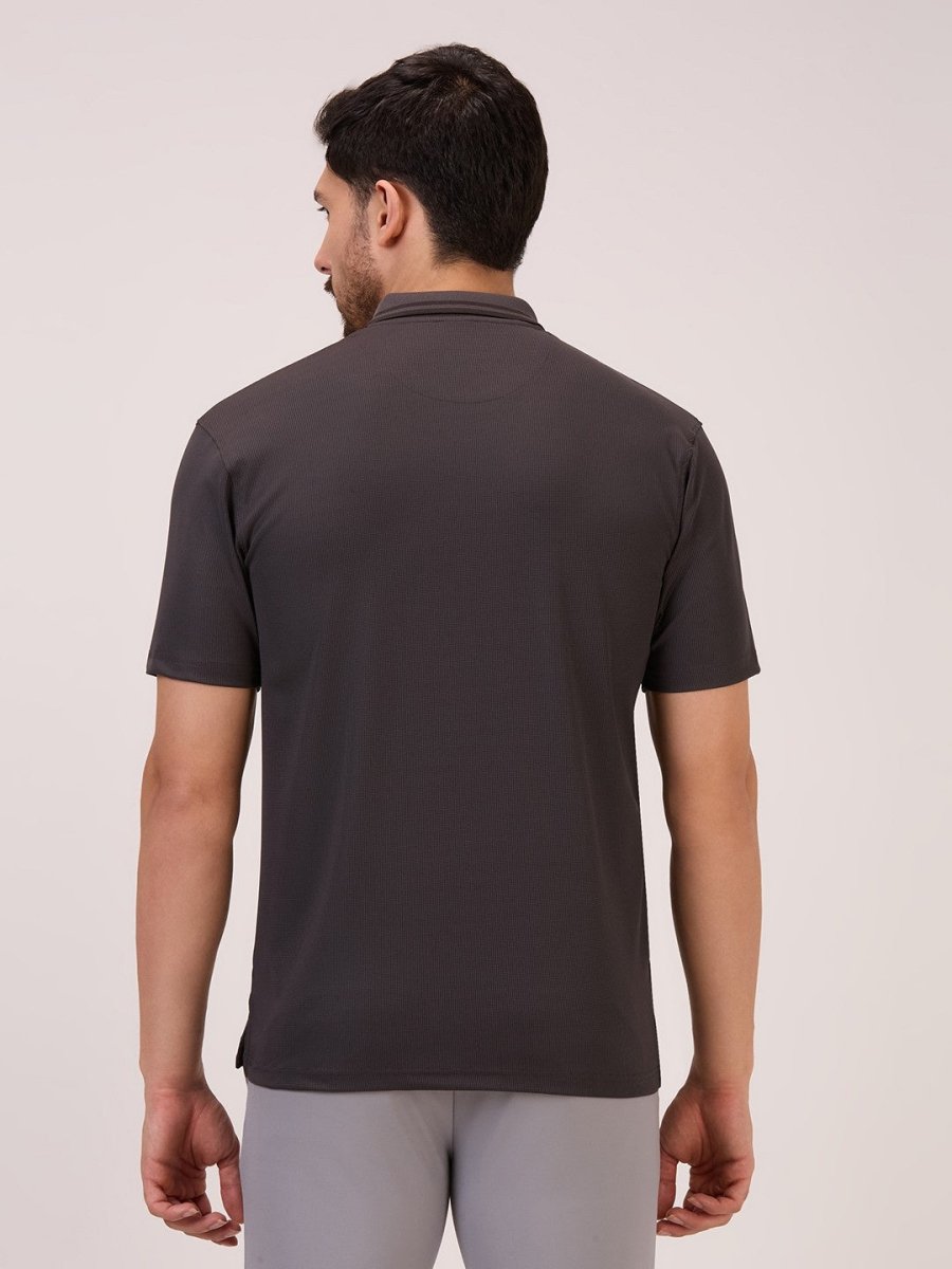 Golf self checks polo t shirt for men fawn back view