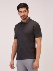 Golf self checks polo t shirt for men fawn side view