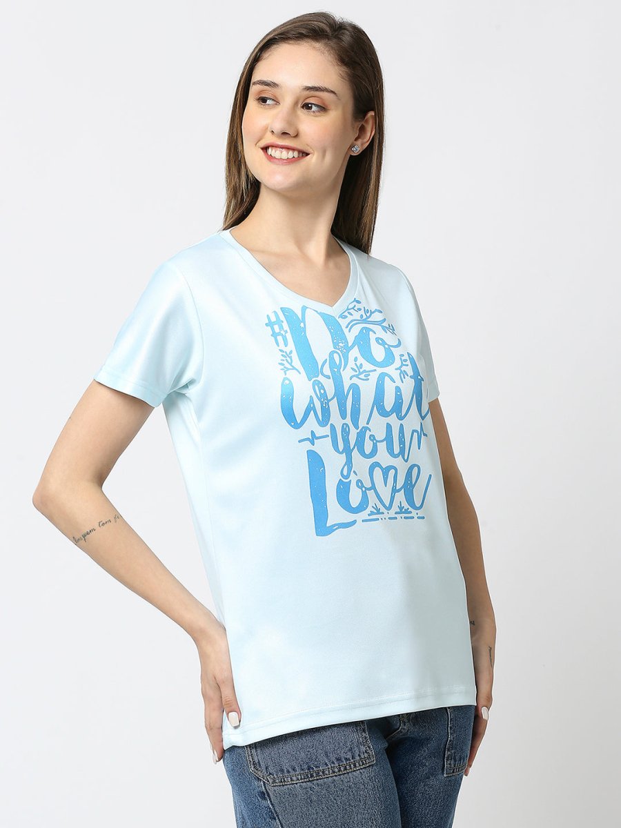 Women's Blue V-neck T-shirt