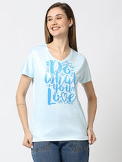 Women's Blue V-neck T-shirt