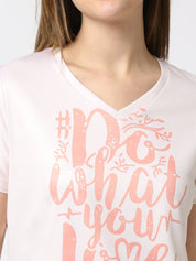 Women's Peach V-neck T-shirt