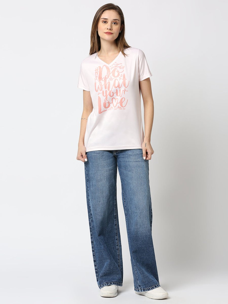 Women's Peach V-neck T-shirt