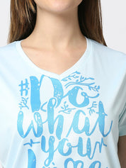 Women's Blue V-neck T-shirt