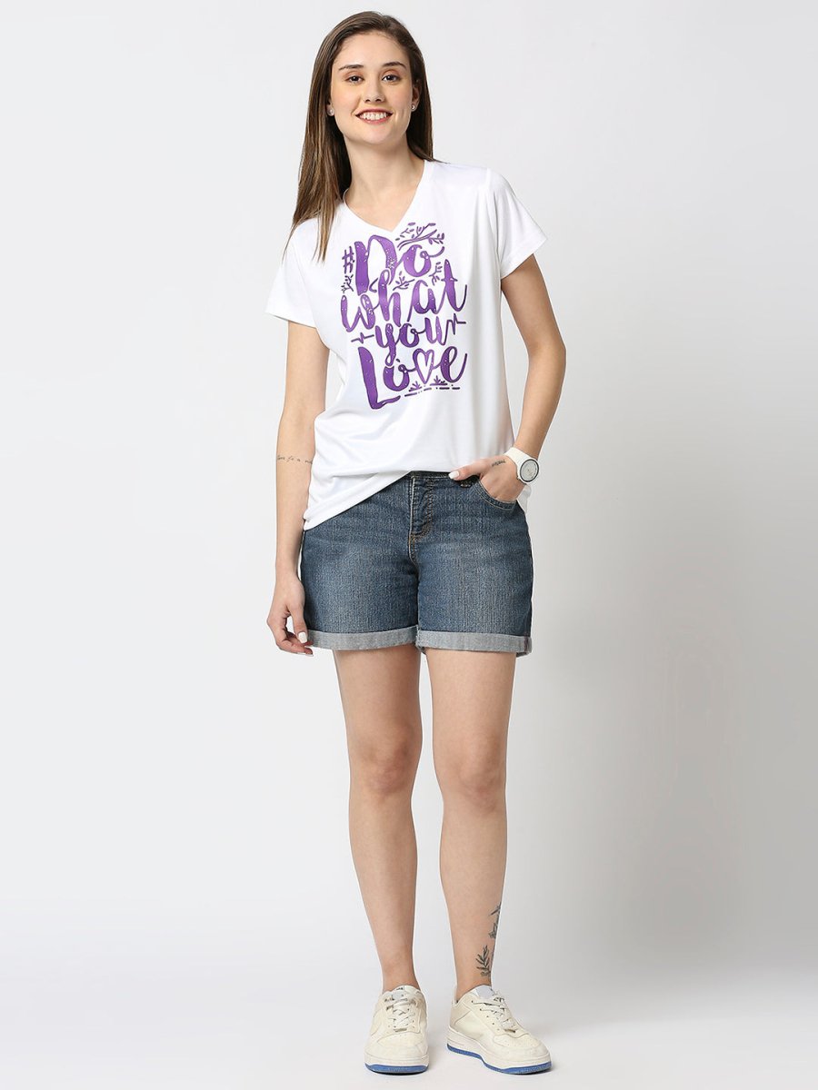 Women's White V-neck T-shirt