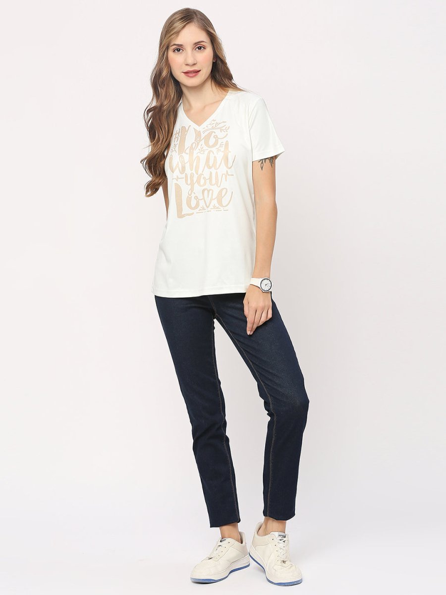 Women's white V-neck T-shirt