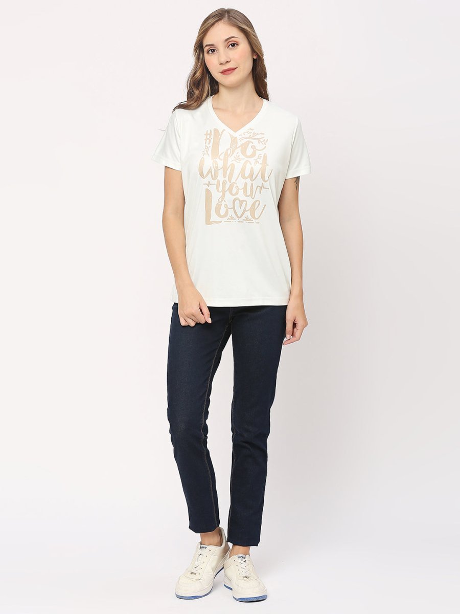 Women's white V-neck T-shirt