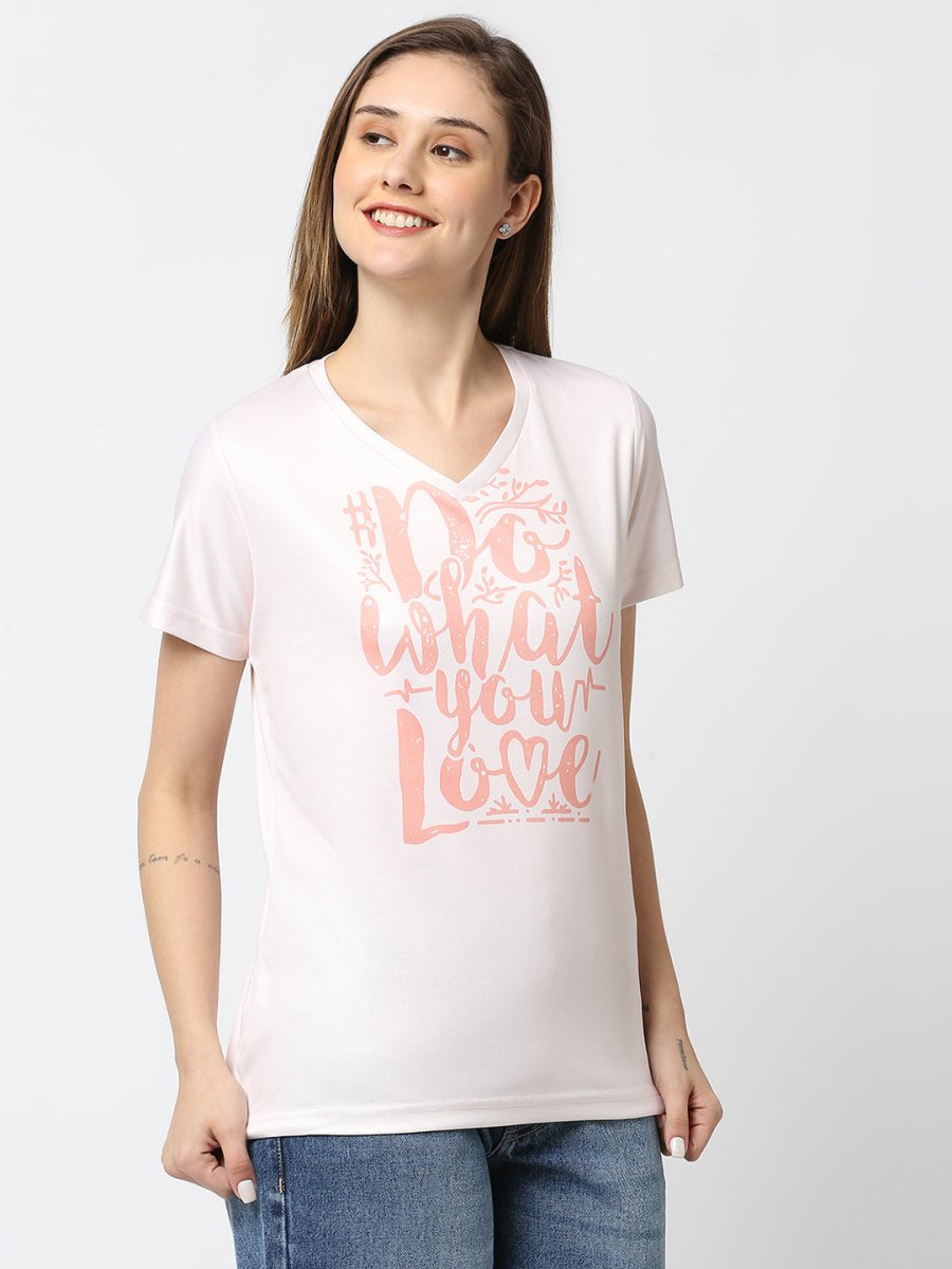 Women's Peach V-neck T-shirt