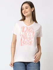 Women's Peach V-neck T-shirt