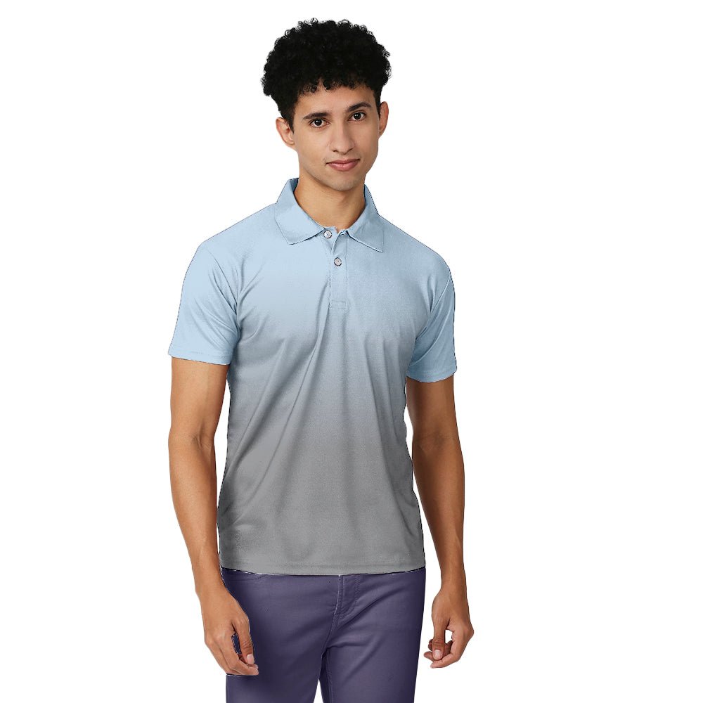 Men's Light Blue and Grey Polo T-shirt