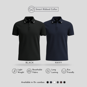 Matte Polo: Ultra Soft Black & Navy Men's Polo T-Shirts Combo Pack with Tipping