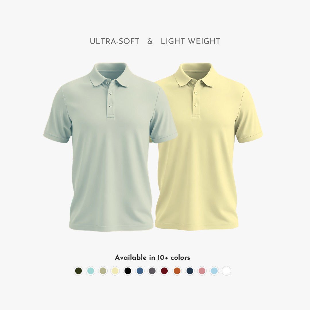 Men’s Matte Polo T-shirt set: aluminium and beige