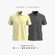 Matte Polo - Ultra Soft Combo Pack of 2 Men's Solid Beige & Grey T-shirts
