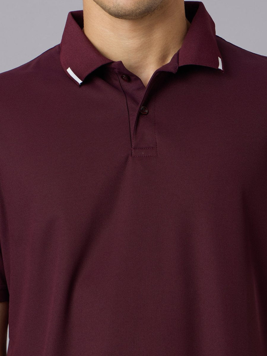 Matte Polo - Ultra Soft Solid Burgundy T-shirt with Tipping for Men