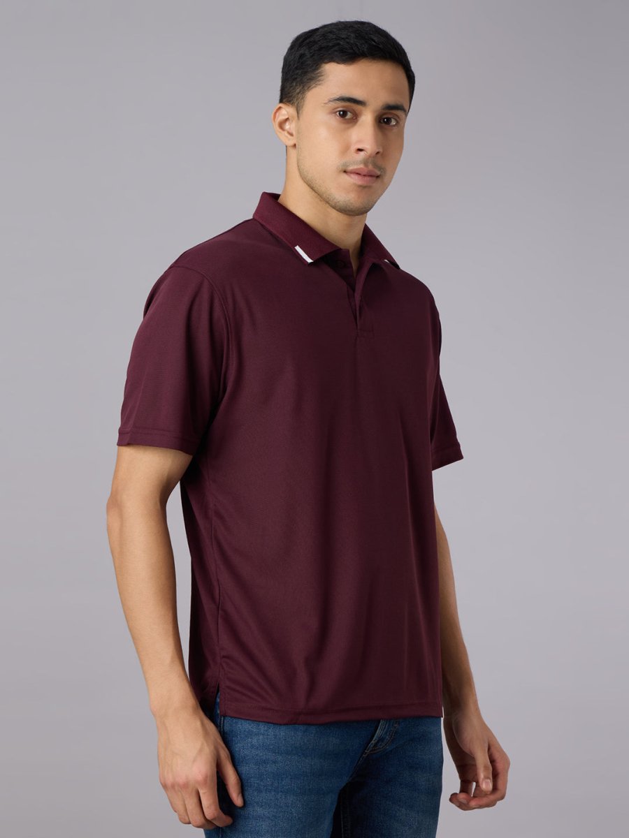 Matte Polo - Ultra Soft Solid Burgundy T-shirt with Tipping for Men