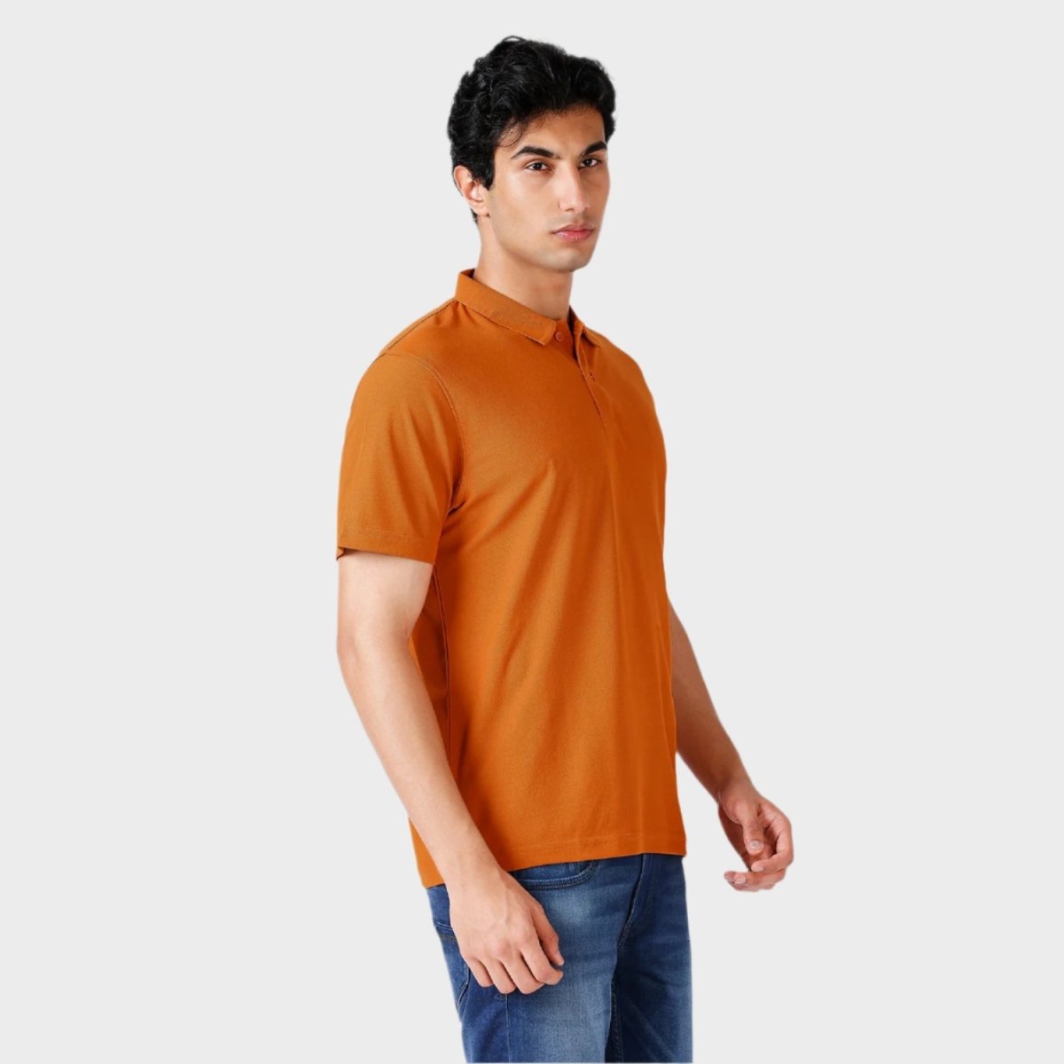 Matte Polo - Ultra Soft Solid T-shirt Orange Wood for Men