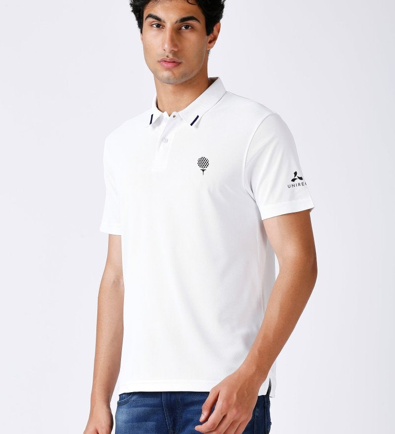 Golf matte polo t shirt white colour with tipping side