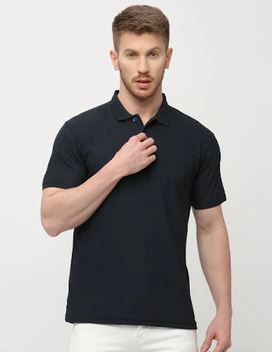 Matte Polo - Ultra Soft Combo Pack of 2 Men's Solid Black & Navy Blue T-shirts