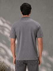 Melange Polo T Shirt for Men in Grey with Tipping Collar