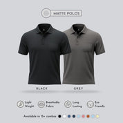 Men's Black & Grey Matte Polo T-Shirt Combo with Pocket