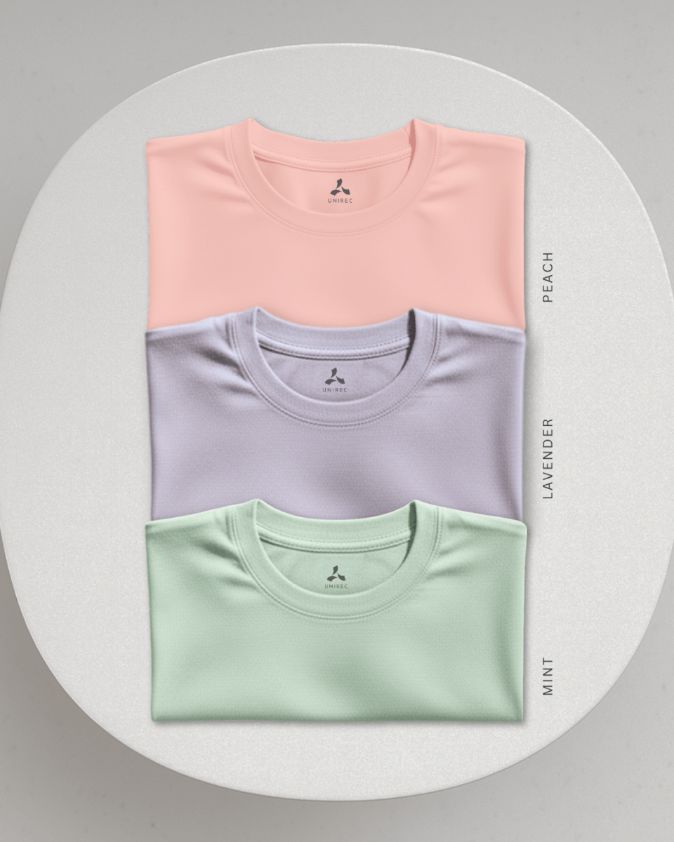 Men's Feather Touch Round Neck T-Shirt Combo - Pack of 3 (Peach, Lavender and Mint)