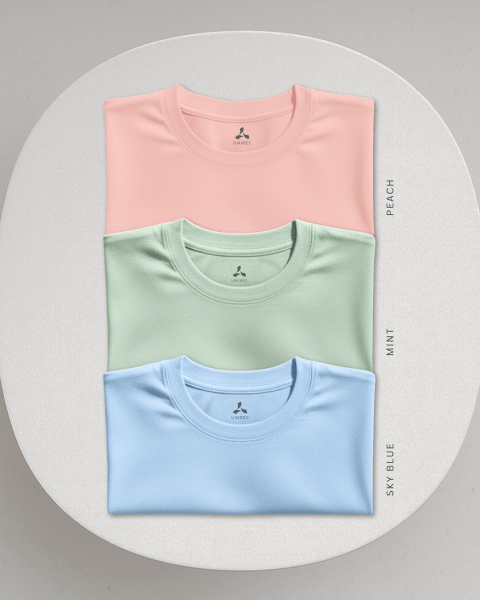 Men's Feather Touch Round Neck T-Shirt Combo - Pack of 3 (Peach, Mint and Sky Blue)